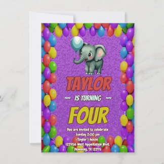 Elephant Niedlich Personalisierten Geburtstag Einl Einladung