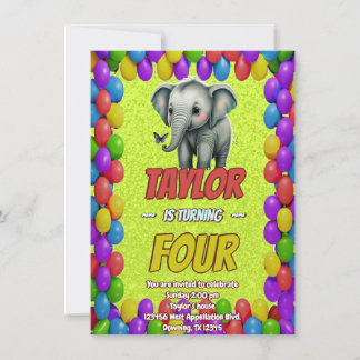 Elephant Niedlich Personalisierten Geburtstag Einl Einladung