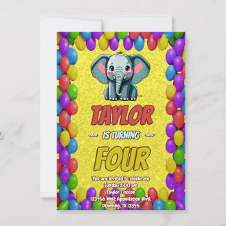 Elephant Niedlich Personalisierten Geburtstag Einl Einladung