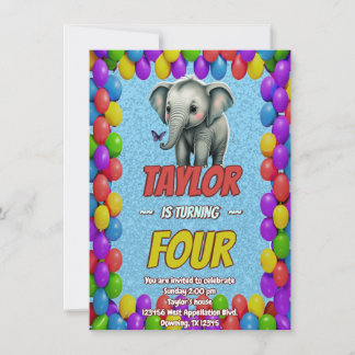 Elephant Niedlich Personalisierten Geburtstag Einl Einladung