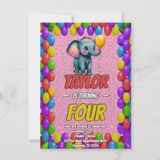 Elephant Niedlich Personalisierten Geburtstag Einl Einladung