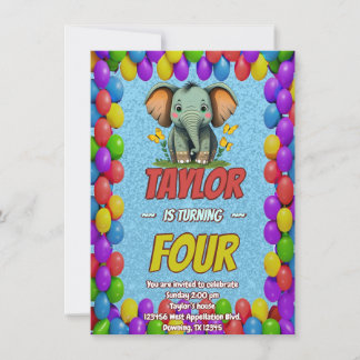 Elephant Niedlich Personalisierten Geburtstag Einl Einladung