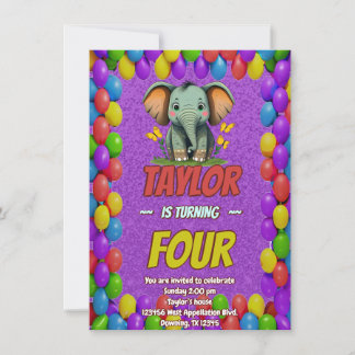 Elephant Niedlich Personalisierten Geburtstag Einl Einladung