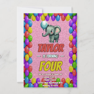 Elephant Niedlich Personalisierten Geburtstag Einl Einladung