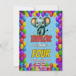Elephant Niedlich Personalisierten Geburtstag Einl Einladung
