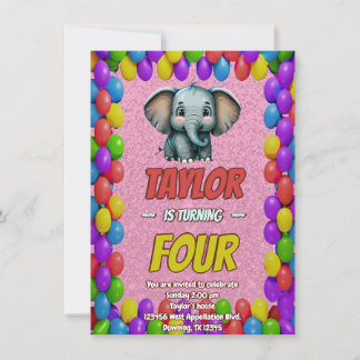 Elephant Niedlich Personalisierten Geburtstag Einl Einladung