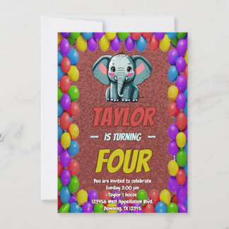 Elephant Niedlich Personalisierten Geburtstag Einl Einladung