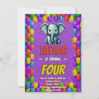 Elephant Niedlich Personalisierten Geburtstag Einl Einladung