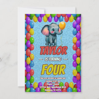 Elephant Niedlich Personalisierten Geburtstag Einl Einladung
