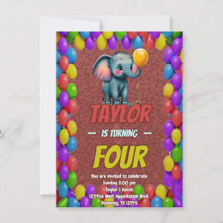 Elephant Niedlich Personalisierten Geburtstag Einl Einladung