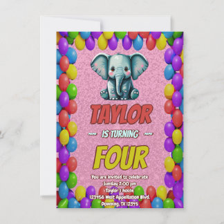 Elephant Niedlich Personalisierten Geburtstag Einl Einladung
