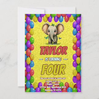 Elephant Niedlich Personalisierten Geburtstag Einl Einladung