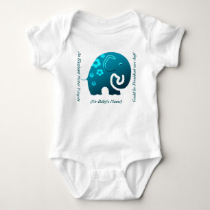Elephant Niemals vergisst (Aquamarin Personalisier Baby Strampler