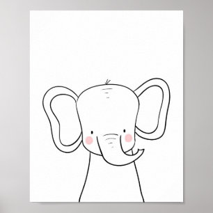 Elephant Nursery Print Black white modern Safari Poster