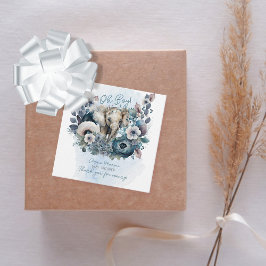 Elephant Oh Boy Blue Floral Baby Dusche Geschenkanhänger