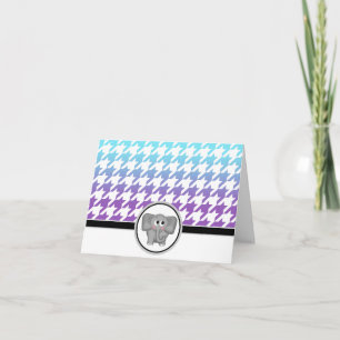 Elephant Ombre Aqua Lila Hahnentrittmuster Cards Dankeskarte