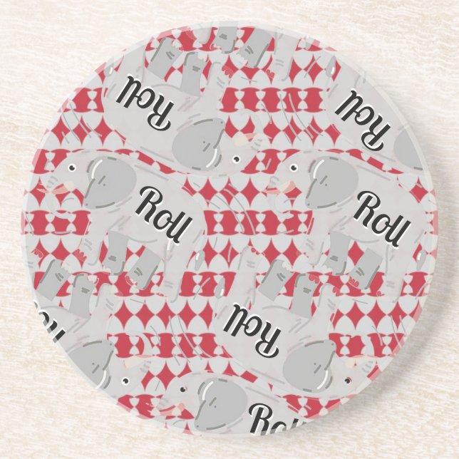 "Elephant on a Roll" Keramik Untersetzer (Vorne)