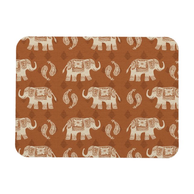 Elephant Orange Caravan Muster Magnet (Horizontal)