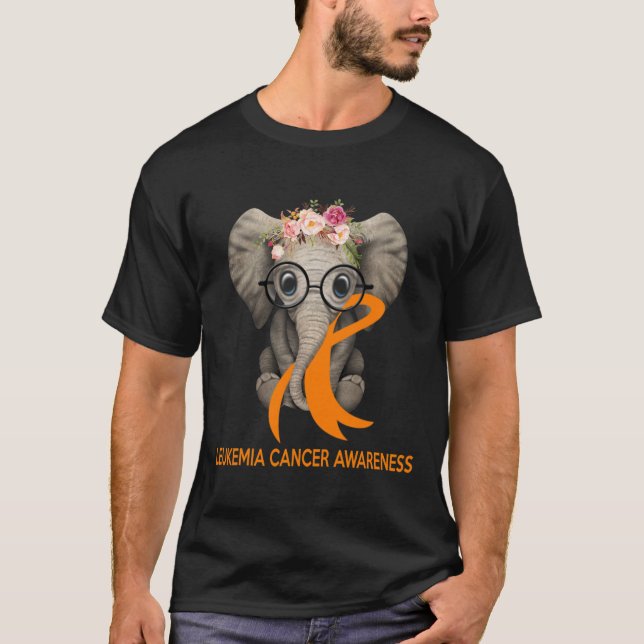 Elephant Orange Ribbon Leukämie T-Shirt (Vorderseite)