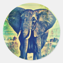 Elephant Palms Runder Aufkleber