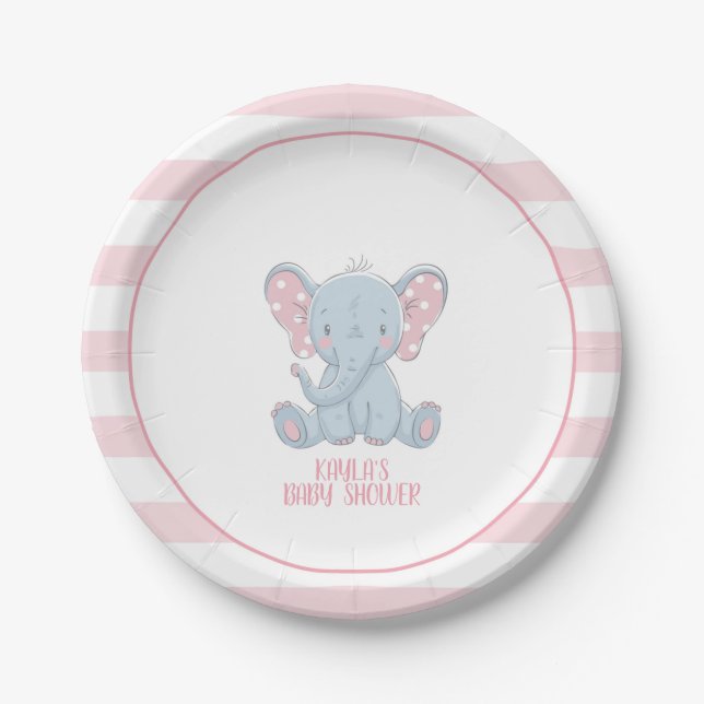 Elephant Paper Plate - Girl - Custom Pappteller (Vorderseite)