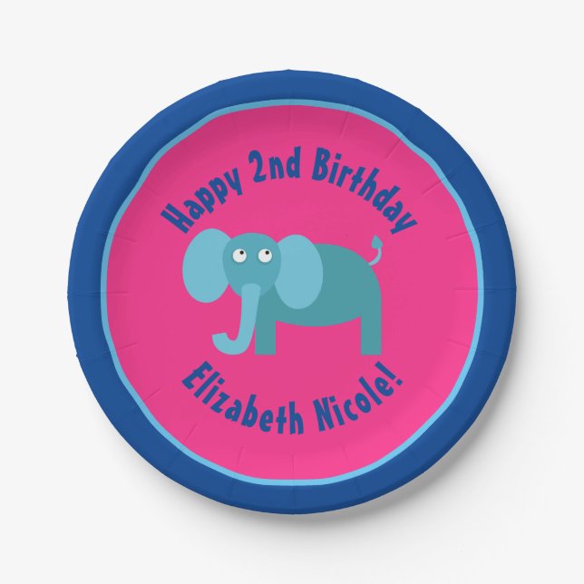 Elephant Paper Tellers Animal Birthday Party Pappteller (Vorderseite)