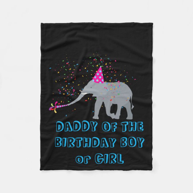 Elephant Partying Animal Birthday Daddy Girl Boy T Fleecedecke (Vorderseite)