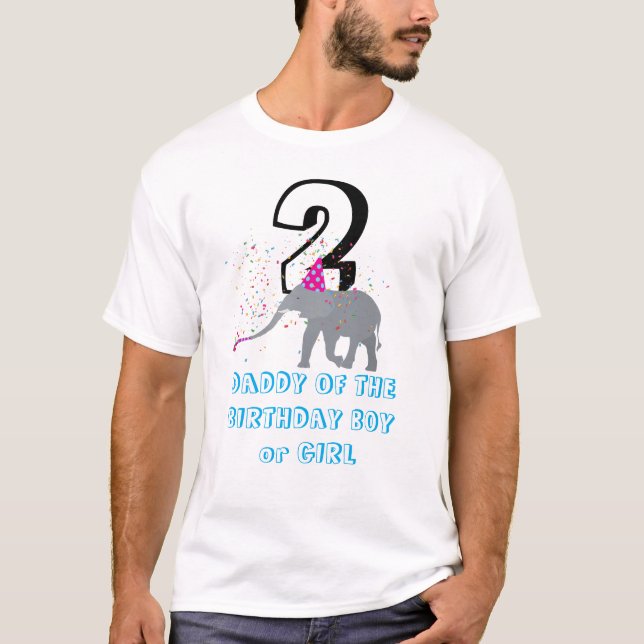 Elephant Partying - Animal Birthday Daddy Girl Boy T-Shirt (Vorderseite)
