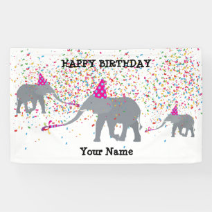 Elephant Partying - Tiere bei der Geburtstagsparty Banner