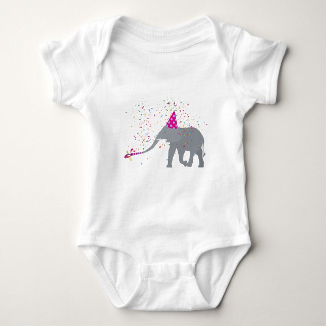 Elephant Partying - Tiere mit Party Baby Strampler (Vorderseite)