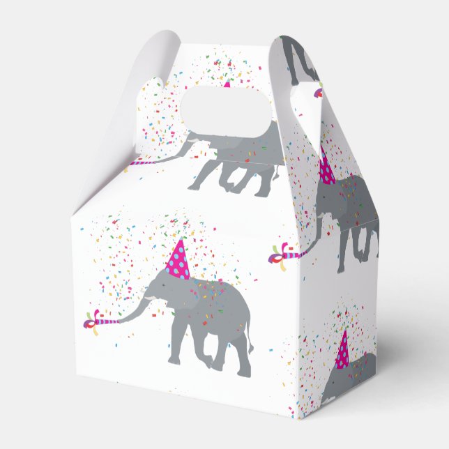 Elephant Partying - Tiere mit Party Geschenkschachtel (Vorderseite)
