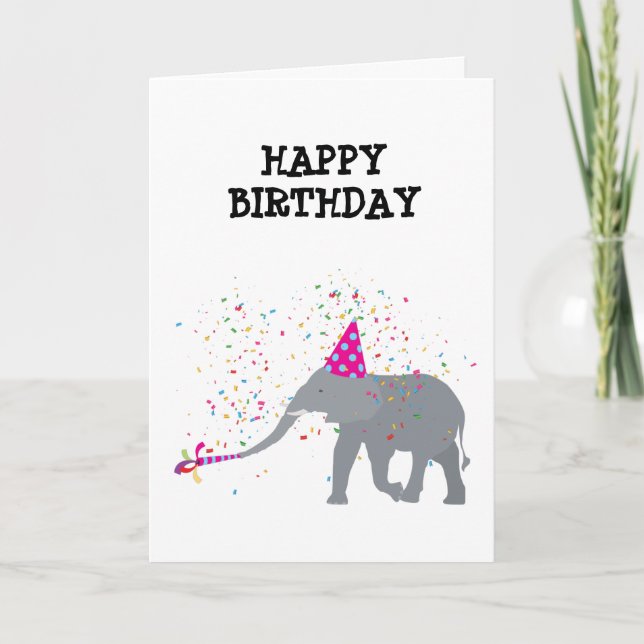 Elephant Partying - Tiere mit Party Karte (Vorderseite)