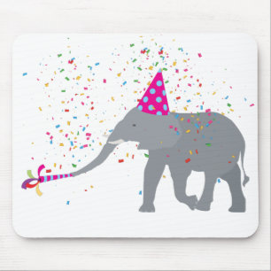 Elephant Partying - Tiere mit Party Mousepad