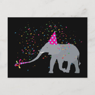 Elephant Partying - Tiere mit Party Postkarte