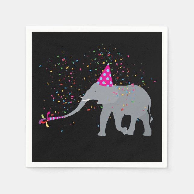 Elephant Partying - Tiere mit Party Serviette (Vorderseite)
