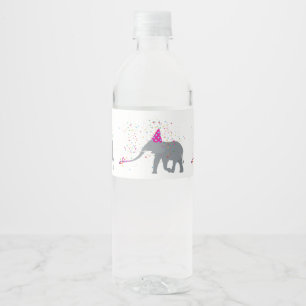 Elephant Partying - Tiere mit Party Wasserflaschenetikett