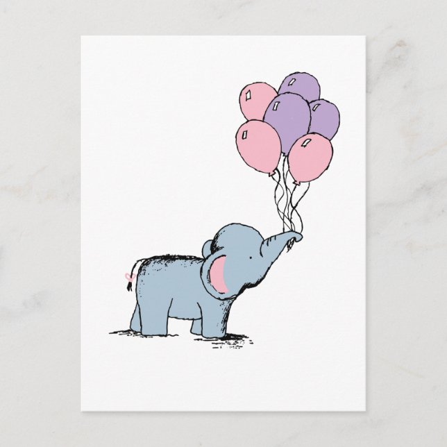 Elephant Pastel Aquarellbäckerchen am dritten Tag Postkarte (Vorderseite)