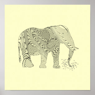 Elephant Pattern Art Print Poster