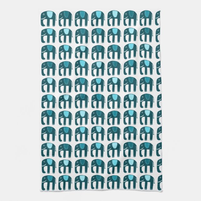 Elephant Pattern Blau Geschirrtuch (Vertikal)