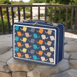 Elephant Pattern Metall Brotdose