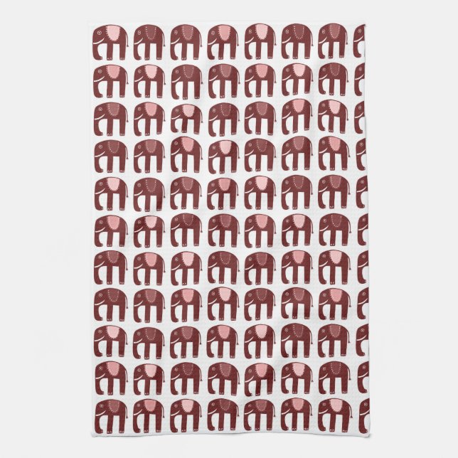 Elephant Pattern Pink Geschirrtuch (Vertikal)