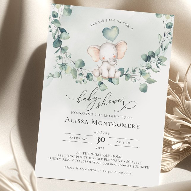 Elephant Peanut Baby Shower Einladung (Von Creator hochgeladen)