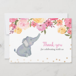 Elephant Pink Floral Baby Dusche Vielen Dank Einladung