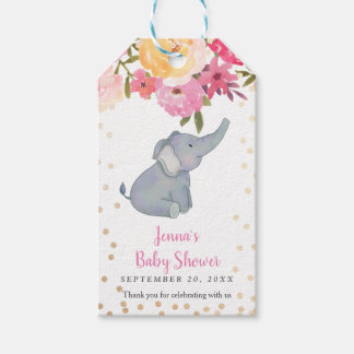 Elephant Pink Floral Baby Dusche Vielen Dank Geschenkanhänger