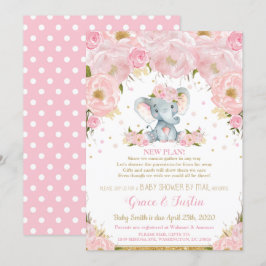 Elephant Pink Floral Baby Shower von Mail Girl Einladung