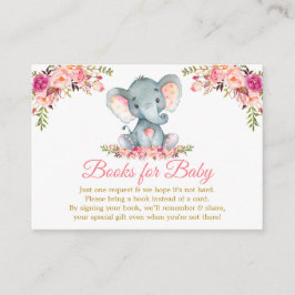 Elephant Pink Floral Gold Bücher für Babydusche Begleitkarte