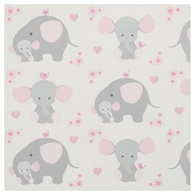 Elephant Pink Gray Safari Animal Kinderzimmer Baby Stoff (Muster)