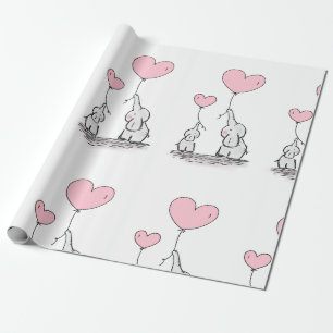 Elephant Pink Mother and Child Baby Dusche Wrappi Geschenkpapier