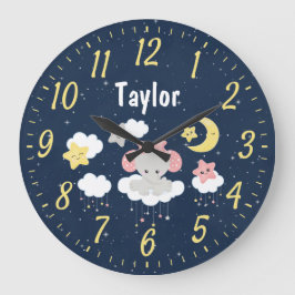 Elephant Pink und Marine Große Wanduhr