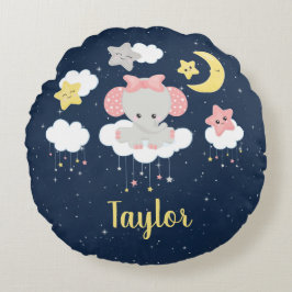 Elephant Pink und Marine Rundes Kissen